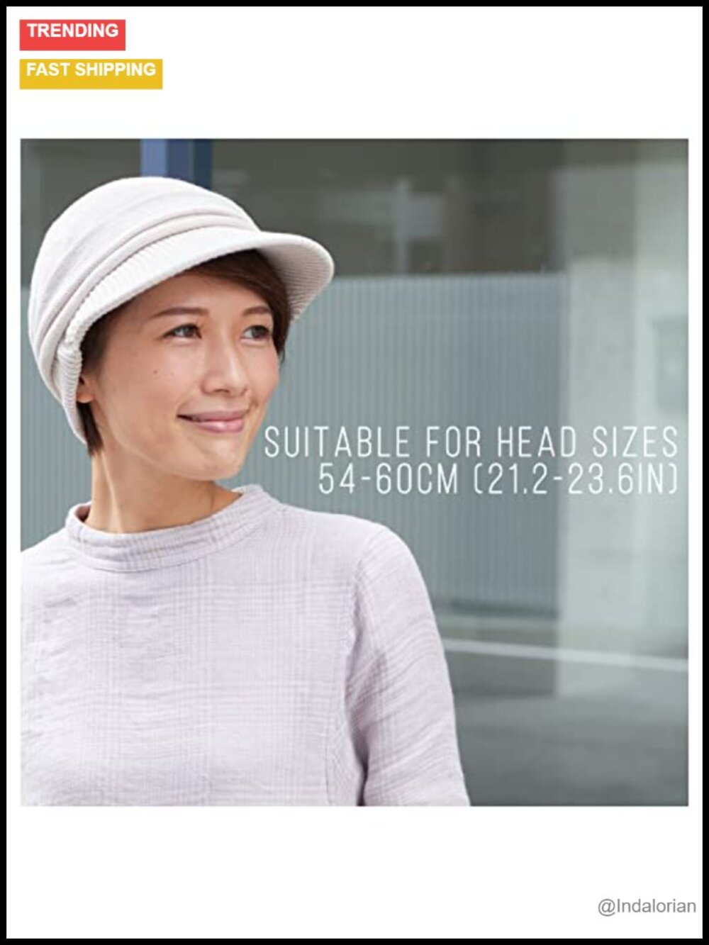 Organic Cotton Slouchy Visor Beanie UPF50+ Foldable Brim Chemo Hat - Picture 6 of 6